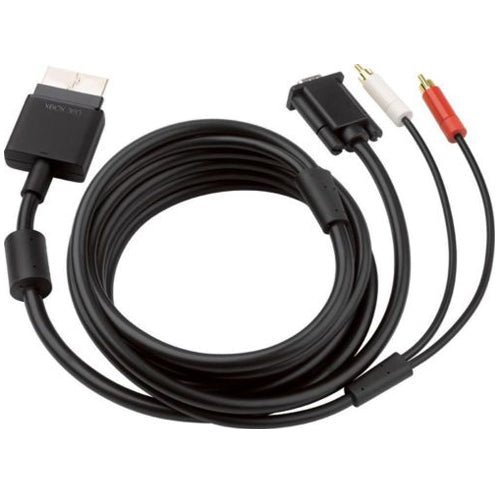 Official HD high definition RCA VGA AV cable for Microsoft Xbox 360 - Black (bulk packaged) - 3