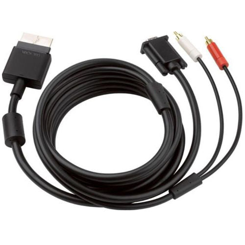 Official HD high definition RCA VGA AV cable for Microsoft Xbox 360 - Black (bulk packaged) - 4