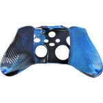Skin grip cover for Xbox Series X controller soft silicone rubber with ribbed handle - Camo Blue | ZedLabz