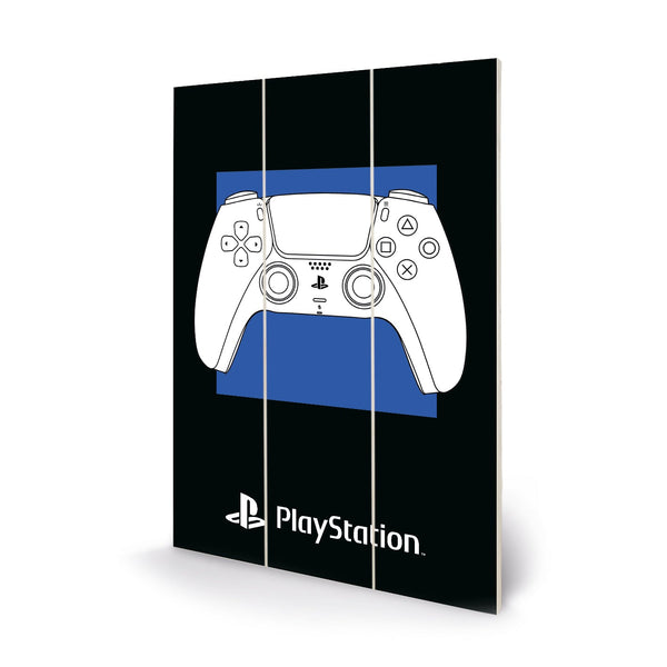 PlayStation Bold Controller 20 x 29.5cm Wood Panel Print wall art officially licensed | Pyramid