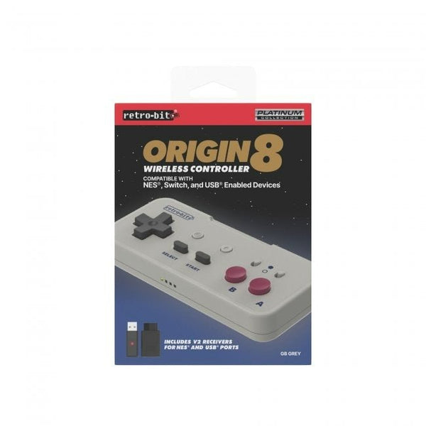 Origin8 Wireless controller for original Nintendo NES, Nintendo Switch & most USB enabled devices - GB grey | Retro-Bit