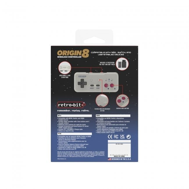Wireless Nes Controller Origin8 Wireless controller for NES, Switch & USB devices - GB grey ...