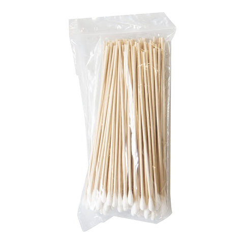 Pure cotton cleaning buds 15cm length wooden stick swabs - 100 pack | ZedLabz