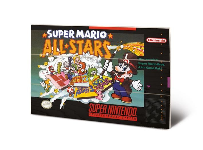 Super Mario All Stars 20 x 29.5cm Wood Panel Print wall art Super Nintendo officially licensed | Pyramid