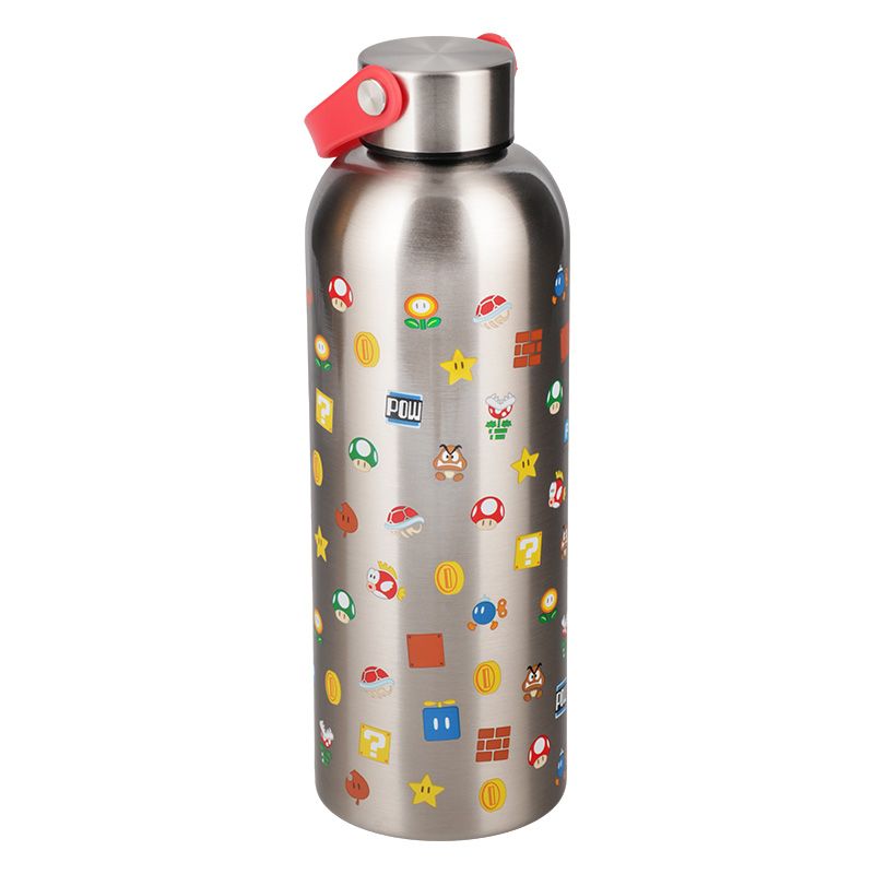 Super Mario Metal Water Bottle with Carry Loop | Paladone