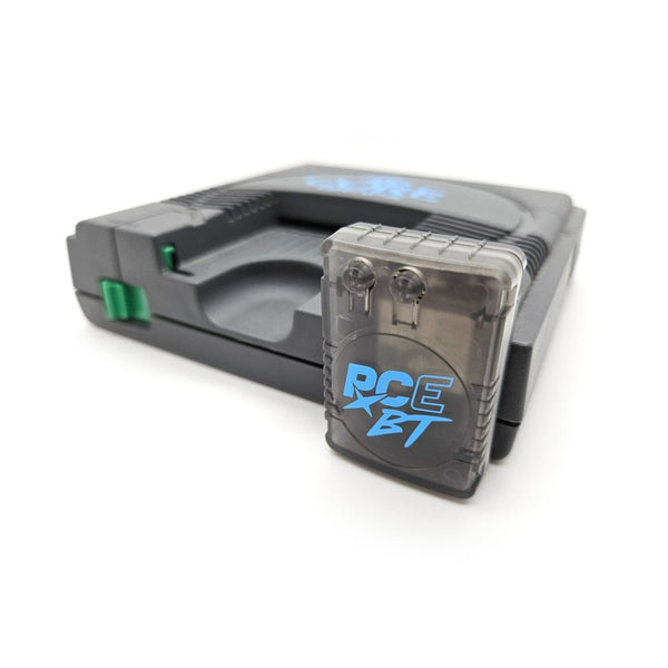 PCE BT Bluetooth controller adapter for NEC PC Engine - CoreGrafx style Blue & Smoke black | Humble Bazooka