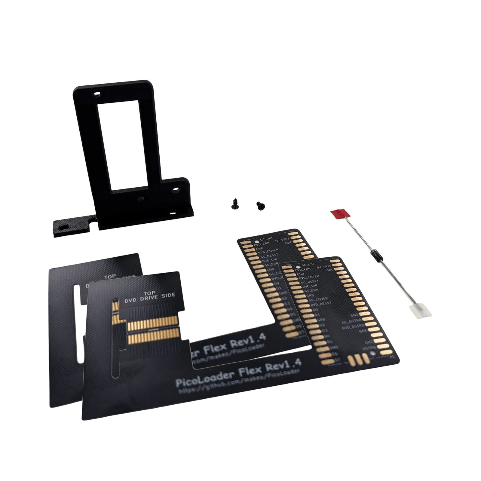 PicoLoader ODE Picoboot style flex cable and bracket bundle for Nintendo GameCube Rev 1.4 | ZedLabz - 1