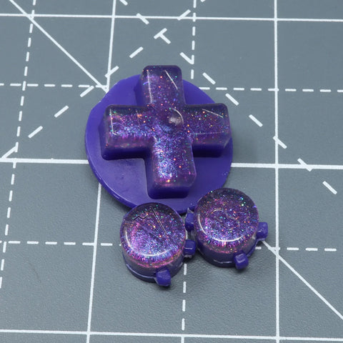 Hand cast resin buttons for Nintendo Game Boy Advance (AGB GBA) - Cosmic purple | Lab Fifteen Co