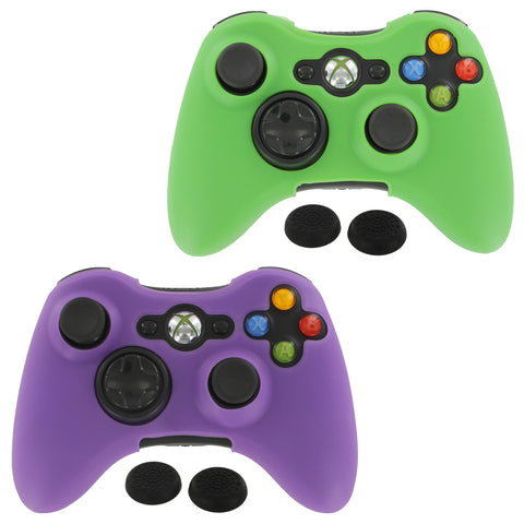 ZedLabz controller cover skin & thumb grip twin pack for Microsoft Xbox 360 - green & purple