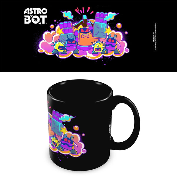 PlayStation Astro Bot graffiti official mug 11oz/315ml black ceramic | Pyramid - 1