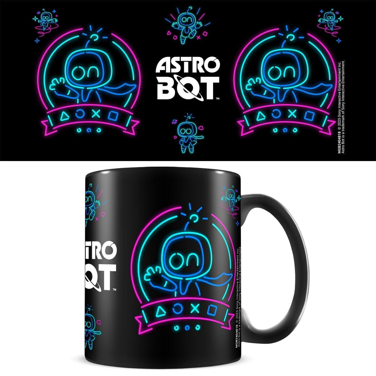 PlayStation Astro Bot neon official mug 11oz/315ml black ceramic | Pyramid - 1