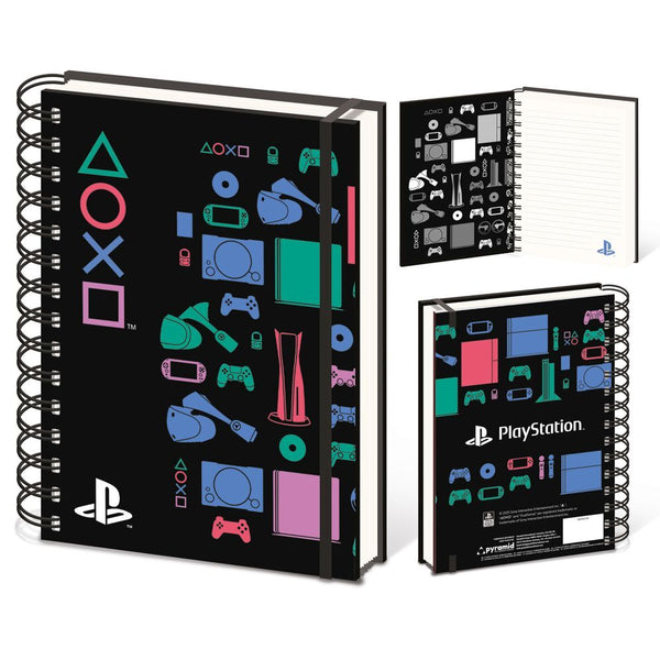 PlayStation classic colours A5 wiro bound lined notebook | Pyramid