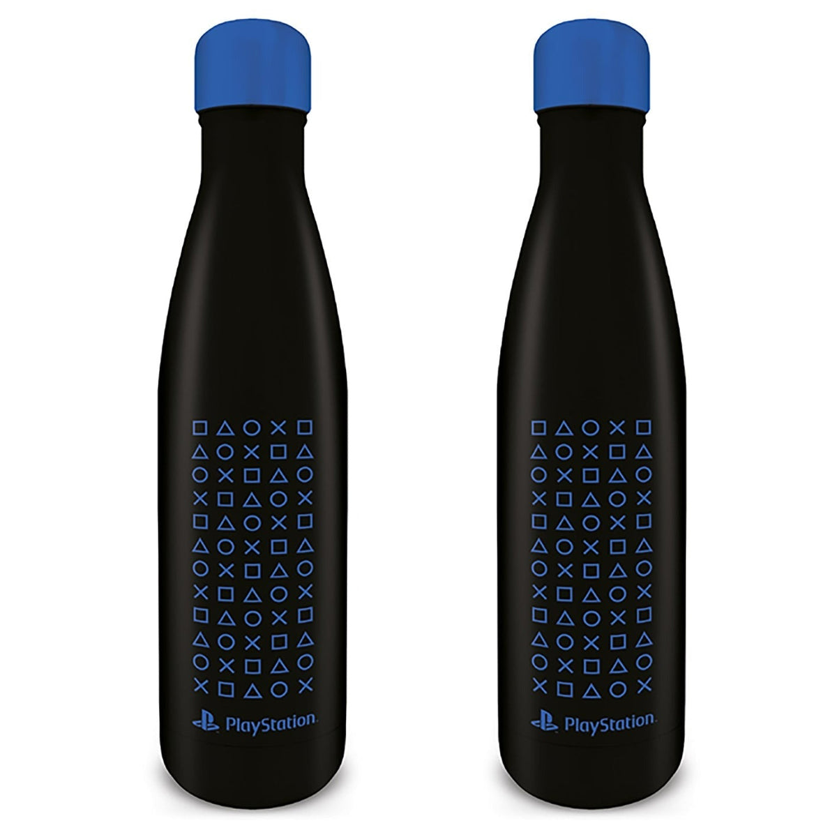 PlayStation symbols pattern 540ml/ 19oz double walled metal drinks bottle - black | Pyramid