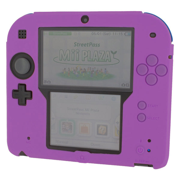 Protective cover for Nintendo 2DS console soft silicone gel rubber bumper case - Purple | ZedLabz