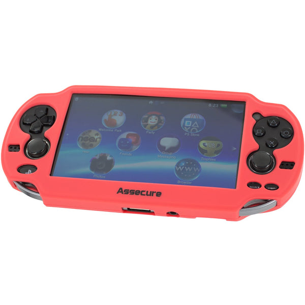Protective cover for PS Vita 1000 console Sony silicone skin soft grip case bumper - Red | ZedLabz