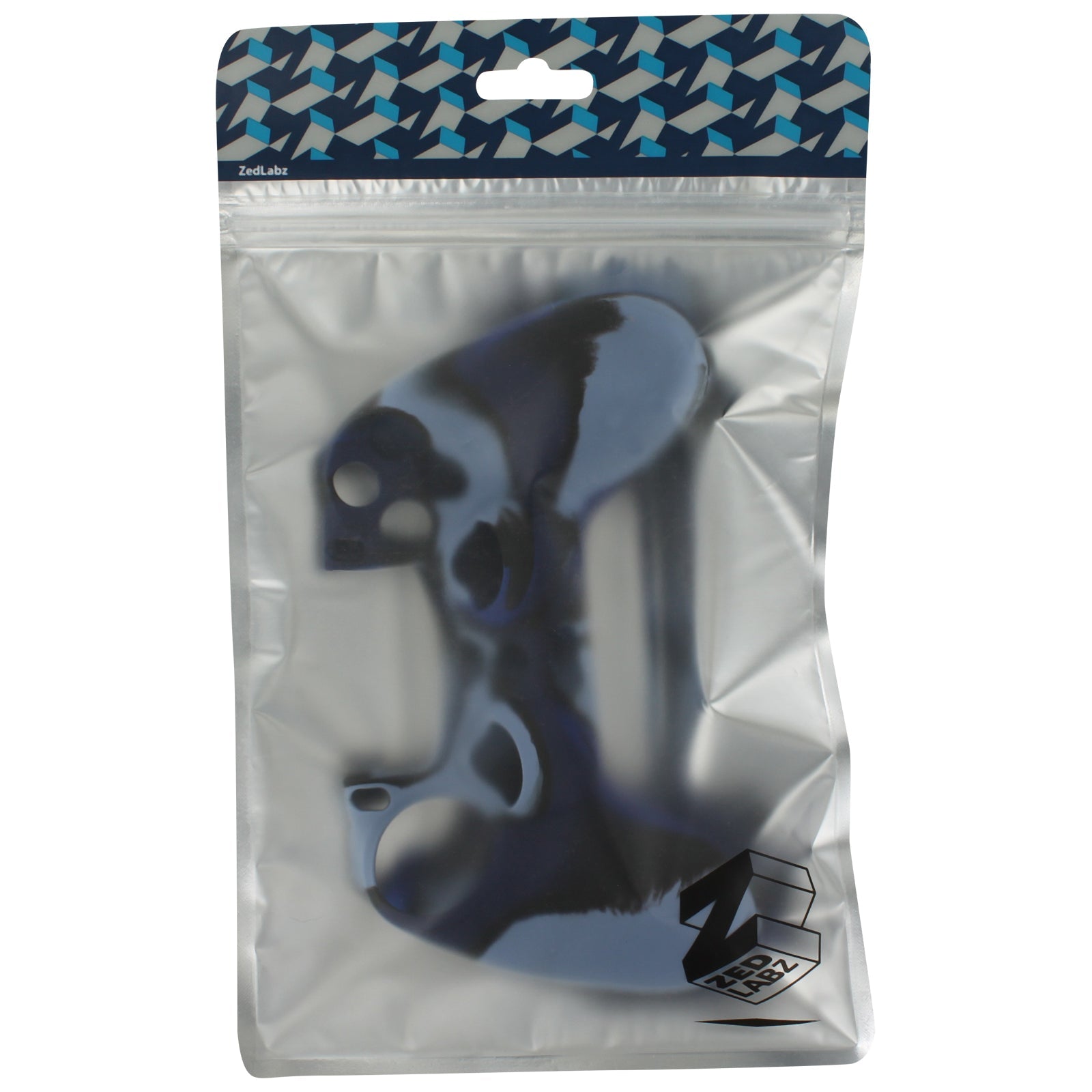 Protective cover for Sony PS4 controller silicone rubber skin grip with ribbed handle - camo dark blue | ZedLabz - 3