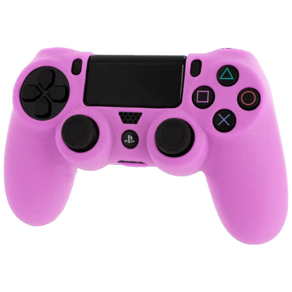 Protective cover for Sony PS4 controller silicone rubber skin grip with ribbed handle - Pink | ZedLabz