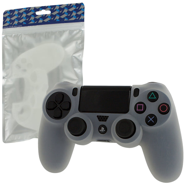 Protective cover for Sony PS4 controller silicone rubber skin grip with ribbed handle - Semi Clear | ZedLabz