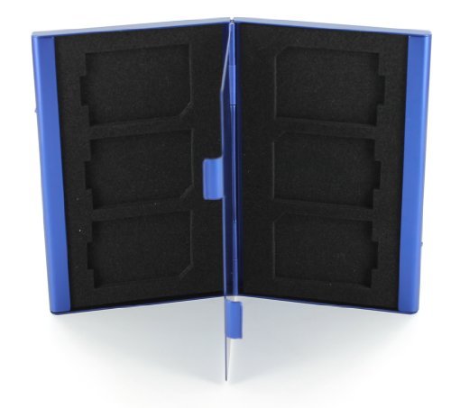 Protective holder for SD SDHC memory card case Aluminium Metal - Blue | ZedLabz - 8