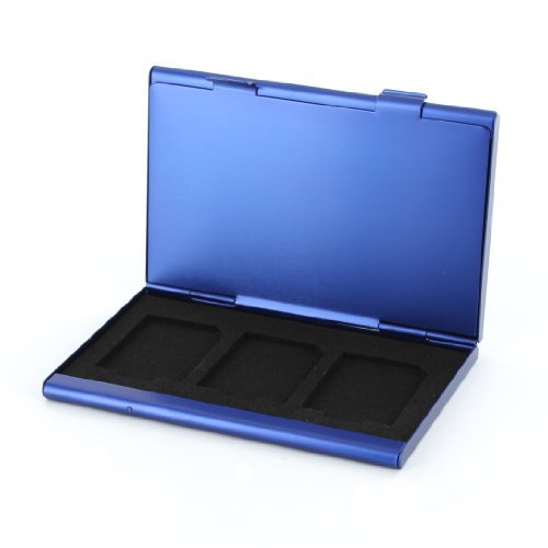 Protective holder for SD SDHC memory card case Aluminium Metal - Blue | ZedLabz