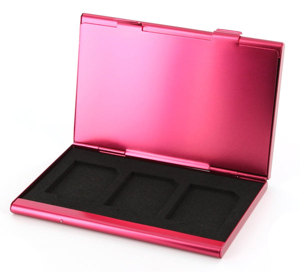 Protective holder for SD SDHC memory card case Aluminium Metal - Pink | ZedLabz