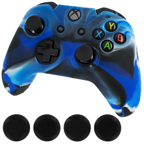 ZedLabz silicone rubber skin grip cover & thumb grip pack for Xbox One controller - camo blue