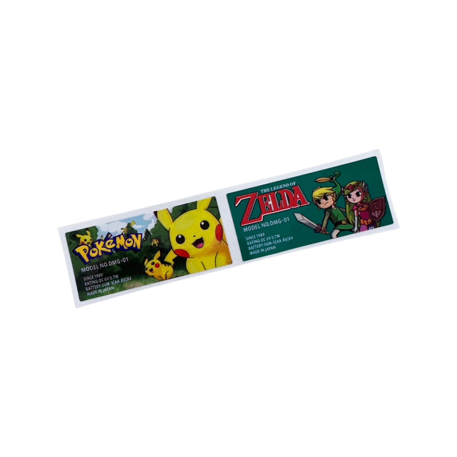 Novelty reproduction stickers for Game Boy Original DMG-01 console - Zelda & Pokemon style | ZedLabz
