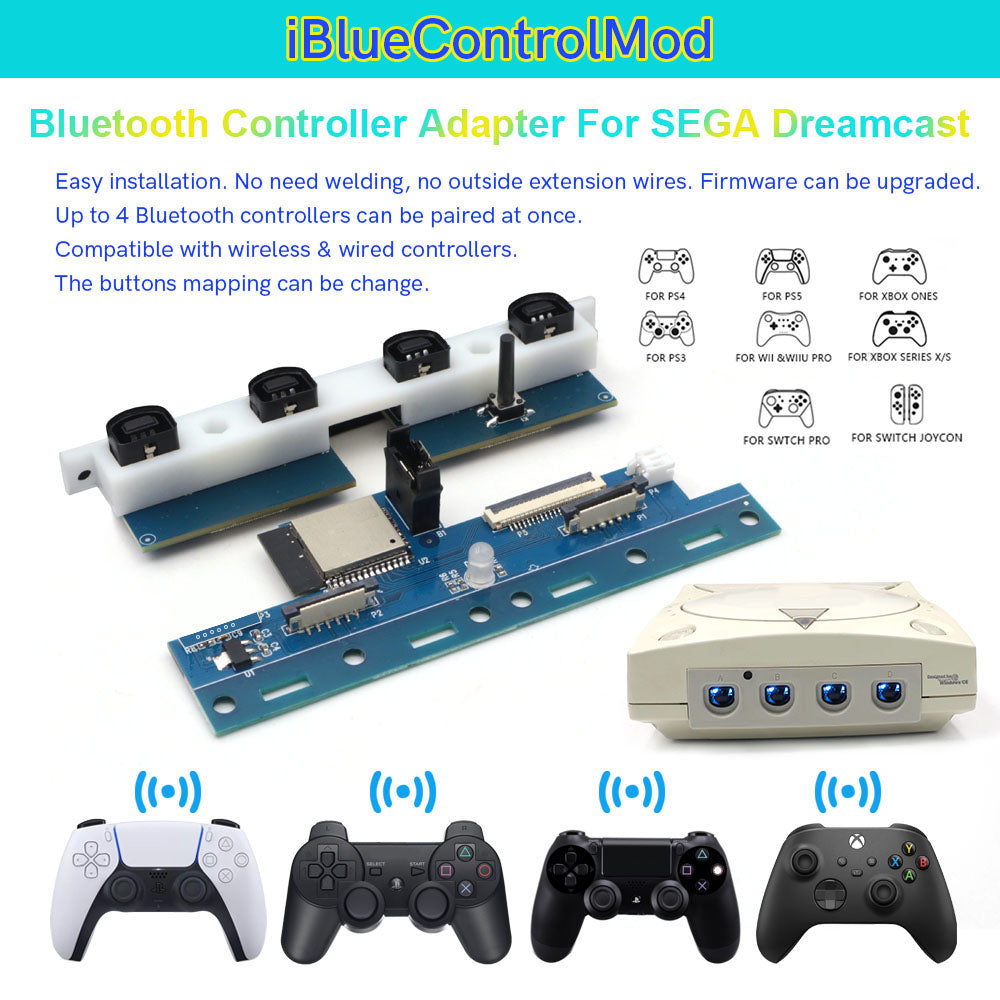 Internal wireless controller adapter for Sega Dreamcast | Hispeedido iBlueControlMod