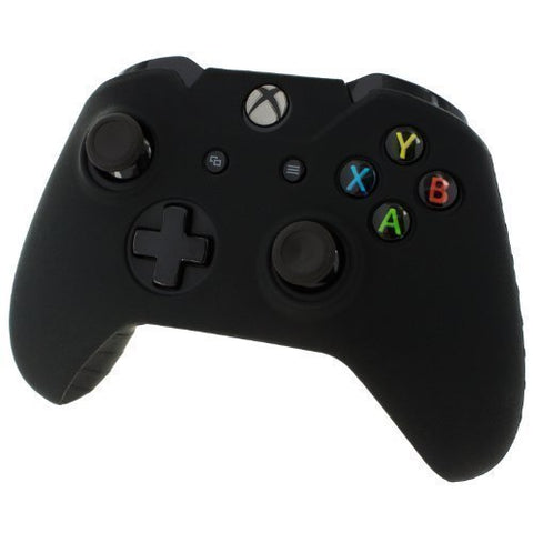 ZedLabz soft silicone rubber skin grip cover for Xbox One controller with ribbed handle - black