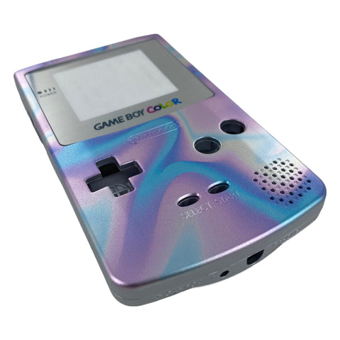 Rainbow oil slick housing shell for Nintendo Game Boy Color - UV printed front & Silver back | ZedLabz