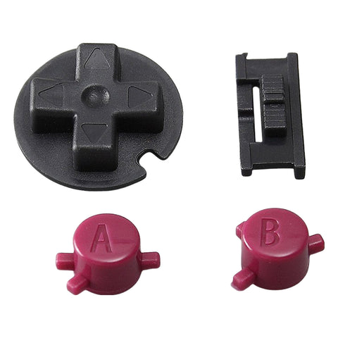 Button set for Nintendo Game Boy Color A B D-Pad power switch replacement (CGB GBC) - Black & maroon | Funnyplaying