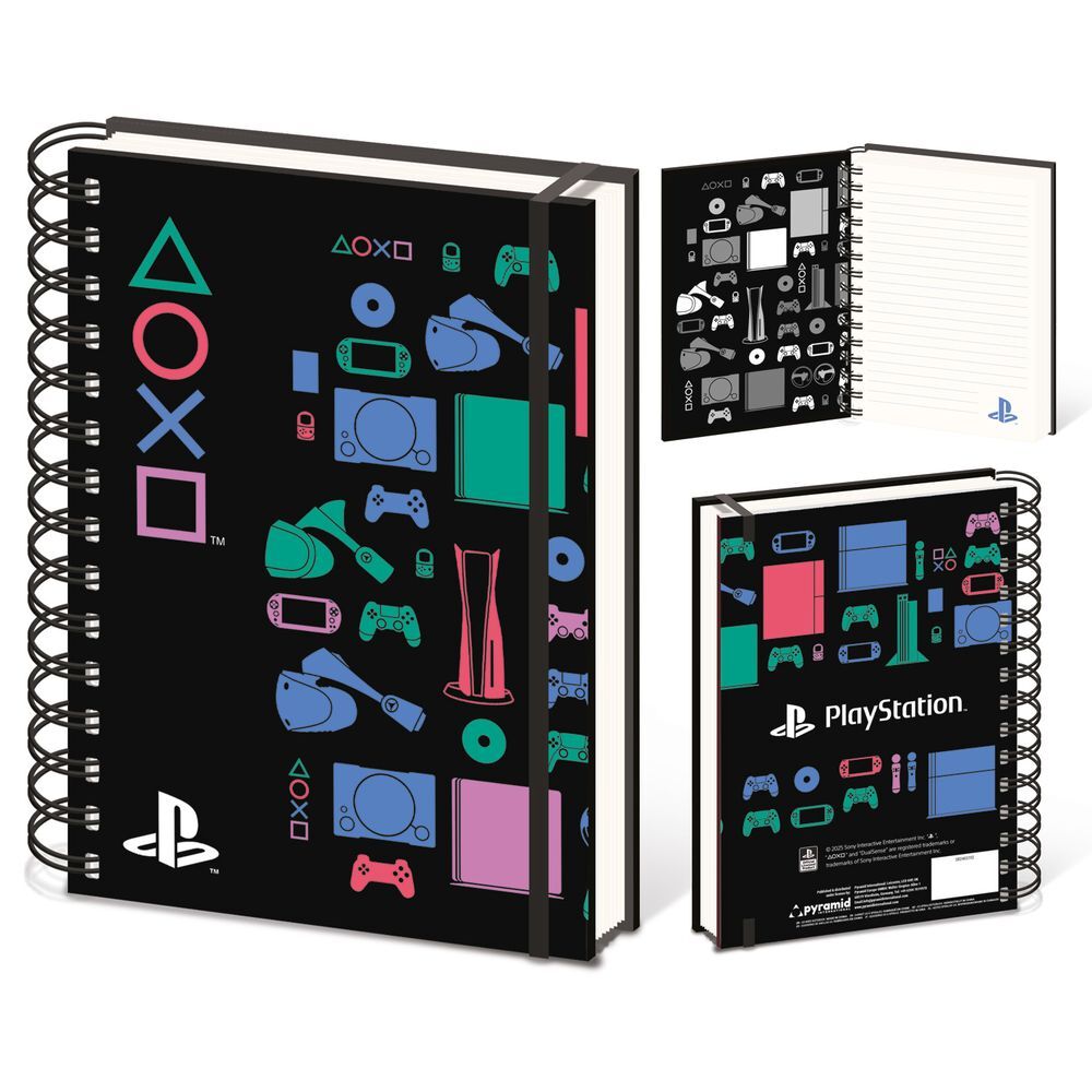 PlayStation classic colours A5 wiro bound lined notebook | Pyramid