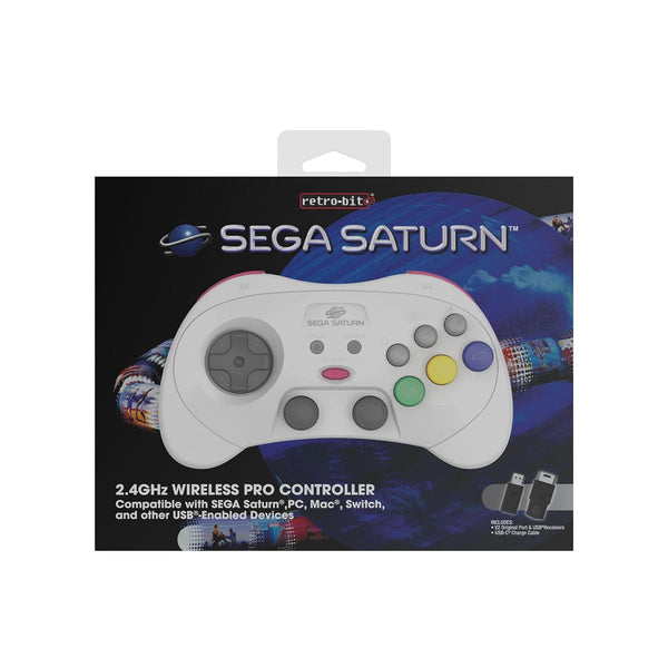 Retro-Bit SEGA Saturn 2.4GHz Wireless PRO Controller - White | Retro-Bit