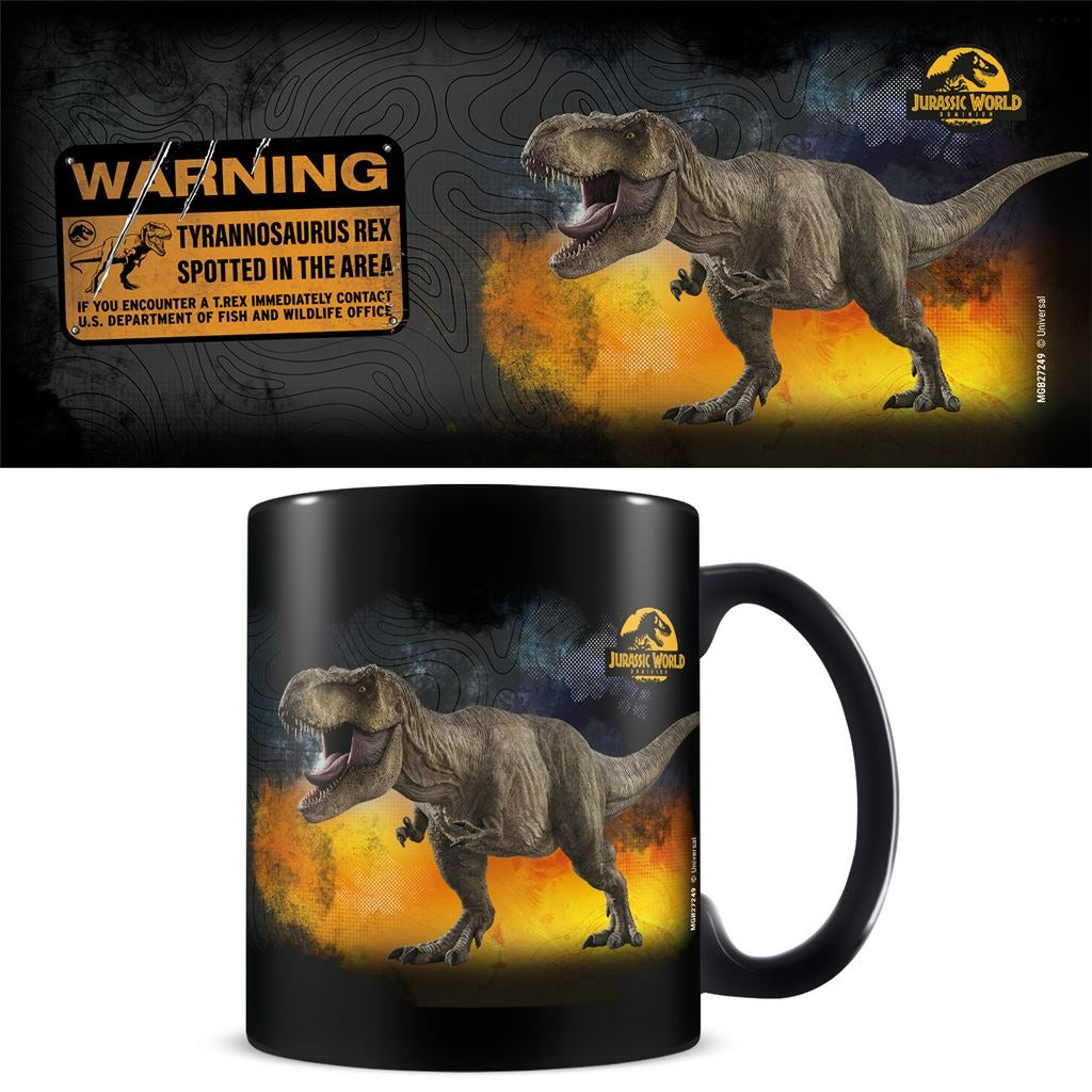 Jurassic Park T Rex themed official mug 11oz/315ml black ceramic | Pyramid