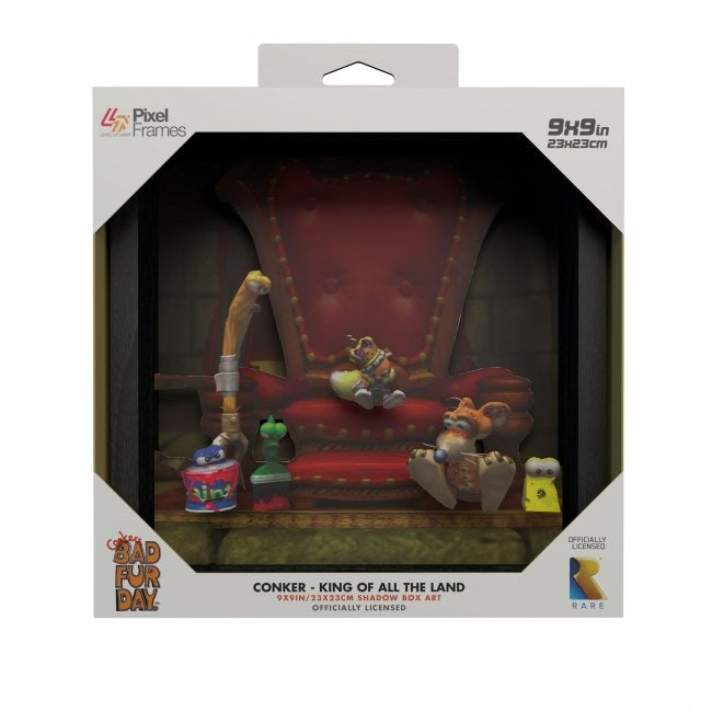 Conker: King of the Land video game (2001) shadow box art officially licensed 9x9 inch (23x23cm) | Pixel Frames