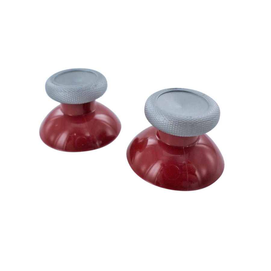 Thumbsticks for Microsoft Xbox One controller OEM concave analog replacement - 2 pack Silver/Red | ZedLabz