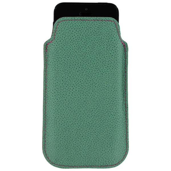 Real leather slip case for iPhone SE 5 5s Made In England - Aqua & pink | ZedLabz