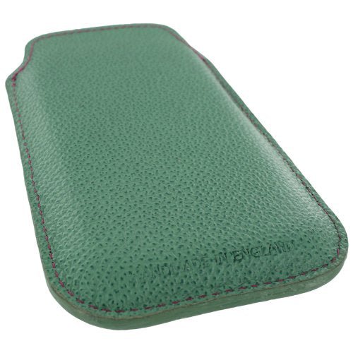Real leather slip case for iPhone SE 5 5s Made In England - Aqua & pink | ZedLabz - 4