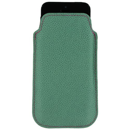 Real leather slip case for iPhone SE 5 5s Made In England - Aqua & pink | ZedLabz - 3