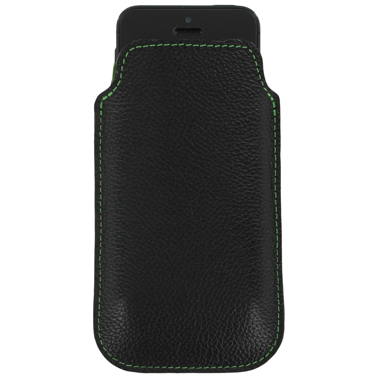 Real leather slip case for iPhone SE 5 5s Made In England - Black & Green | ZedLabz - 1