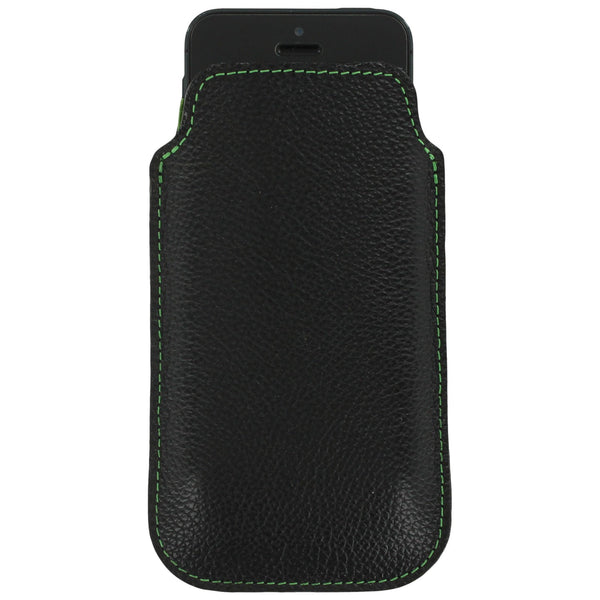 Real leather slip case for iPhone SE 5 5s Made In England - Black & Green | ZedLabz