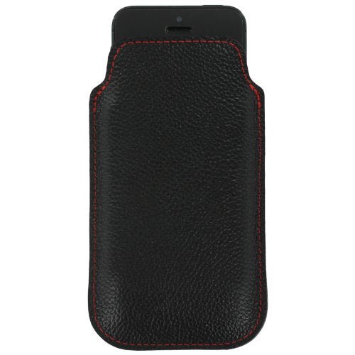 Real leather slip case for iPhone SE 5 5s Made In England - Black & Red | ZedLabz - 3