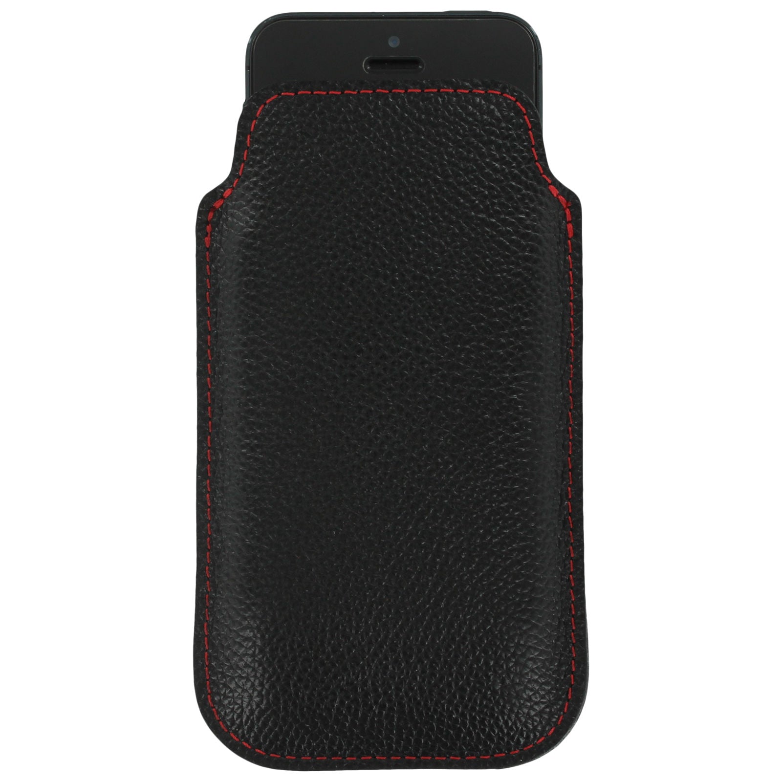 Real leather slip case for iPhone SE 5 5s Made In England - Black & Red | ZedLabz - 1