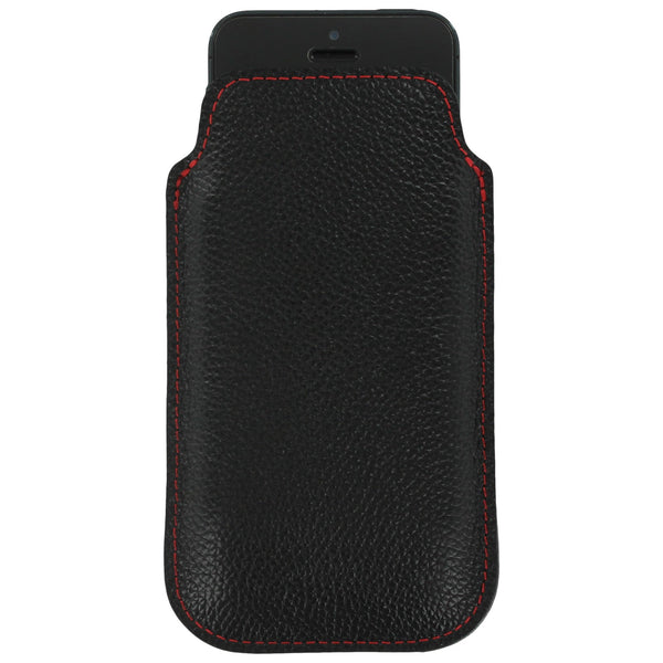 Real leather slip case for iPhone SE 5 5s Made In England - Black & Red | ZedLabz