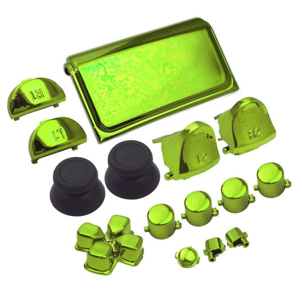 Replacement Button Set For Sony PS4 Slim Controllers - Chrome Green | ZedLabz