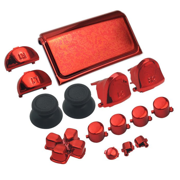 Replacement Button Set For Sony PS4 Slim Controllers - Chrome Red | ZedLabz