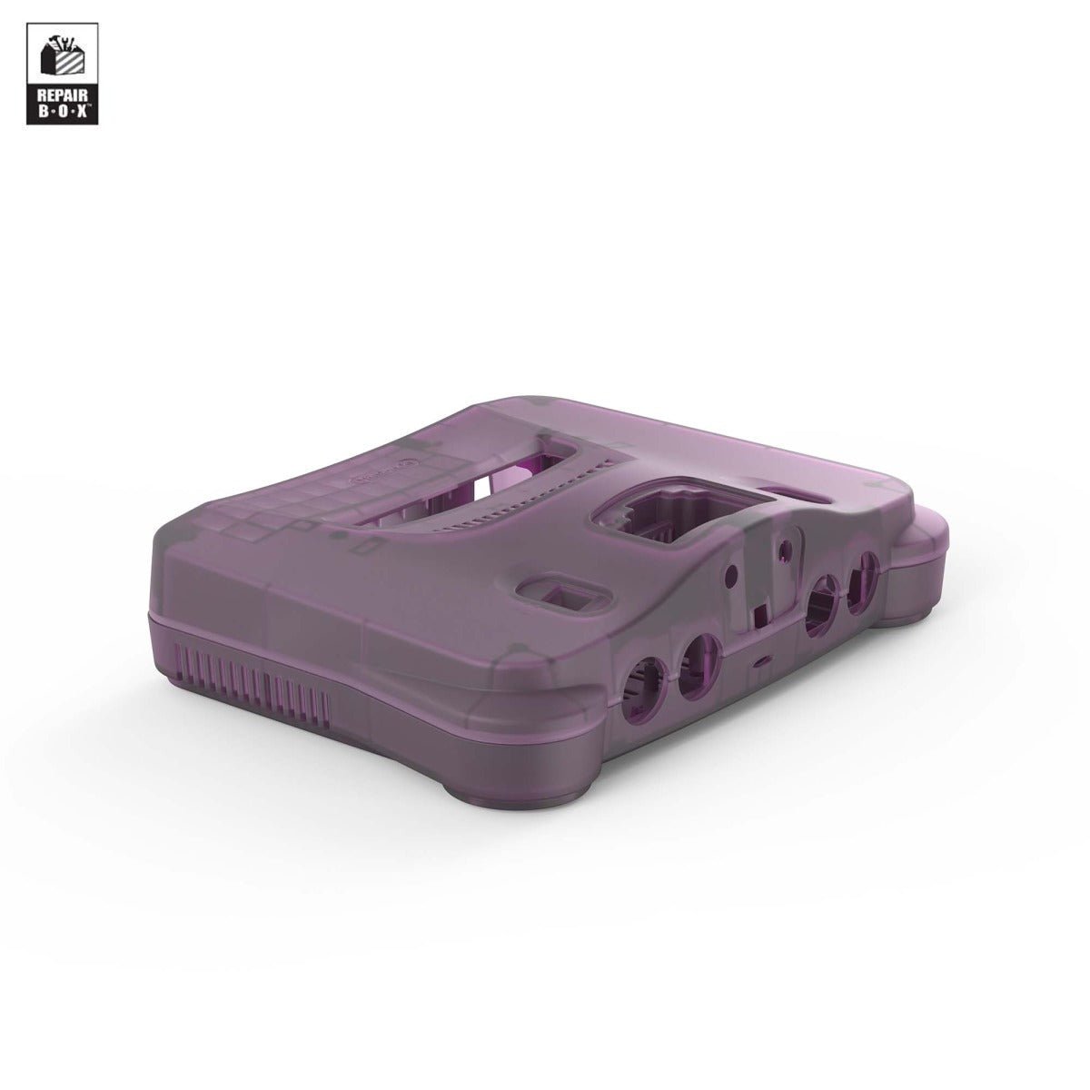 Replacement custom housing shell for Nintendo 64 N64 console - Clear atomic purple | RepairBox - 2
