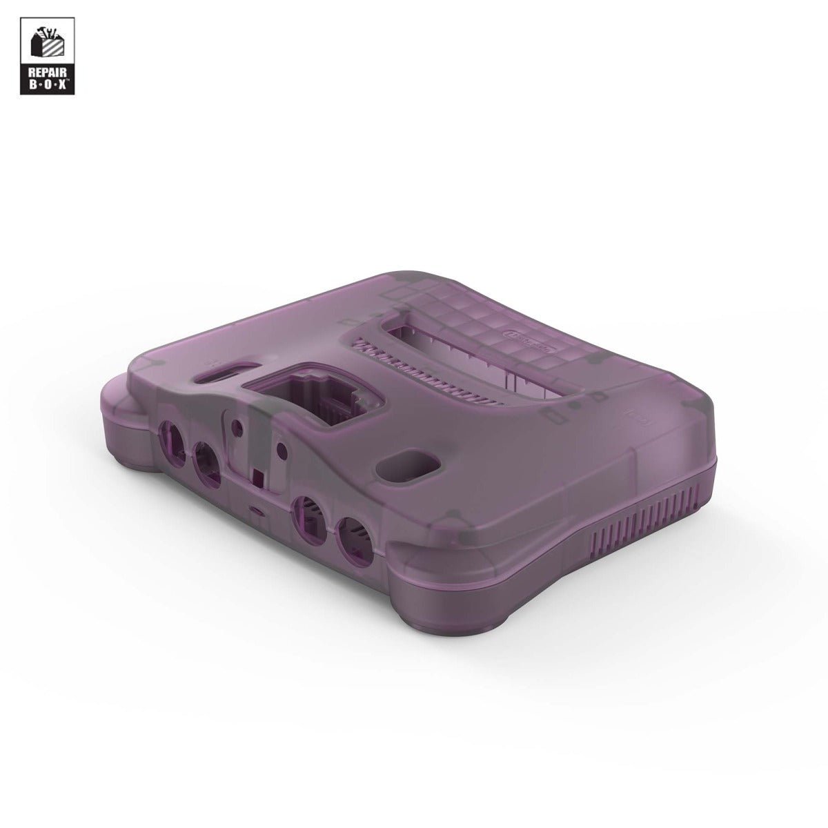 Replacement custom housing shell for Nintendo 64 N64 console - Clear atomic purple | RepairBox - 3