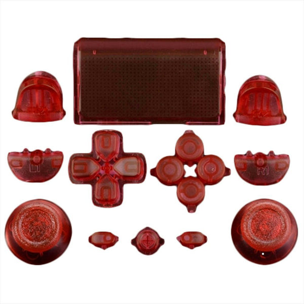 Replacement Full Button Set For 1st Gen Sony PS4 Controllers - Clear Red | ZedLabz