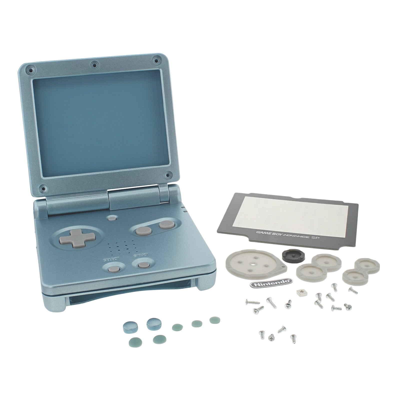Replacement Housing Shell Kit For Nintendo Game Boy Advance SP - Donkey Kong Pearl Blue | ZedLabz - 1